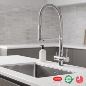 Grifo Curly – 3 vías, cuello flexible rizado en acero inoxidable